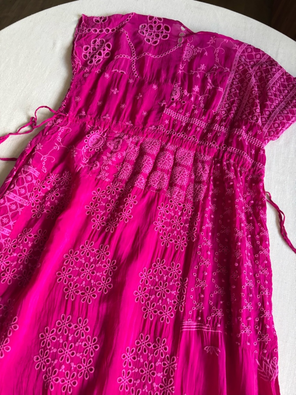 Johnny Was Olympic Patchwork Maxi Dress Hot Pink Cotton Size S - Picture 6 of 9